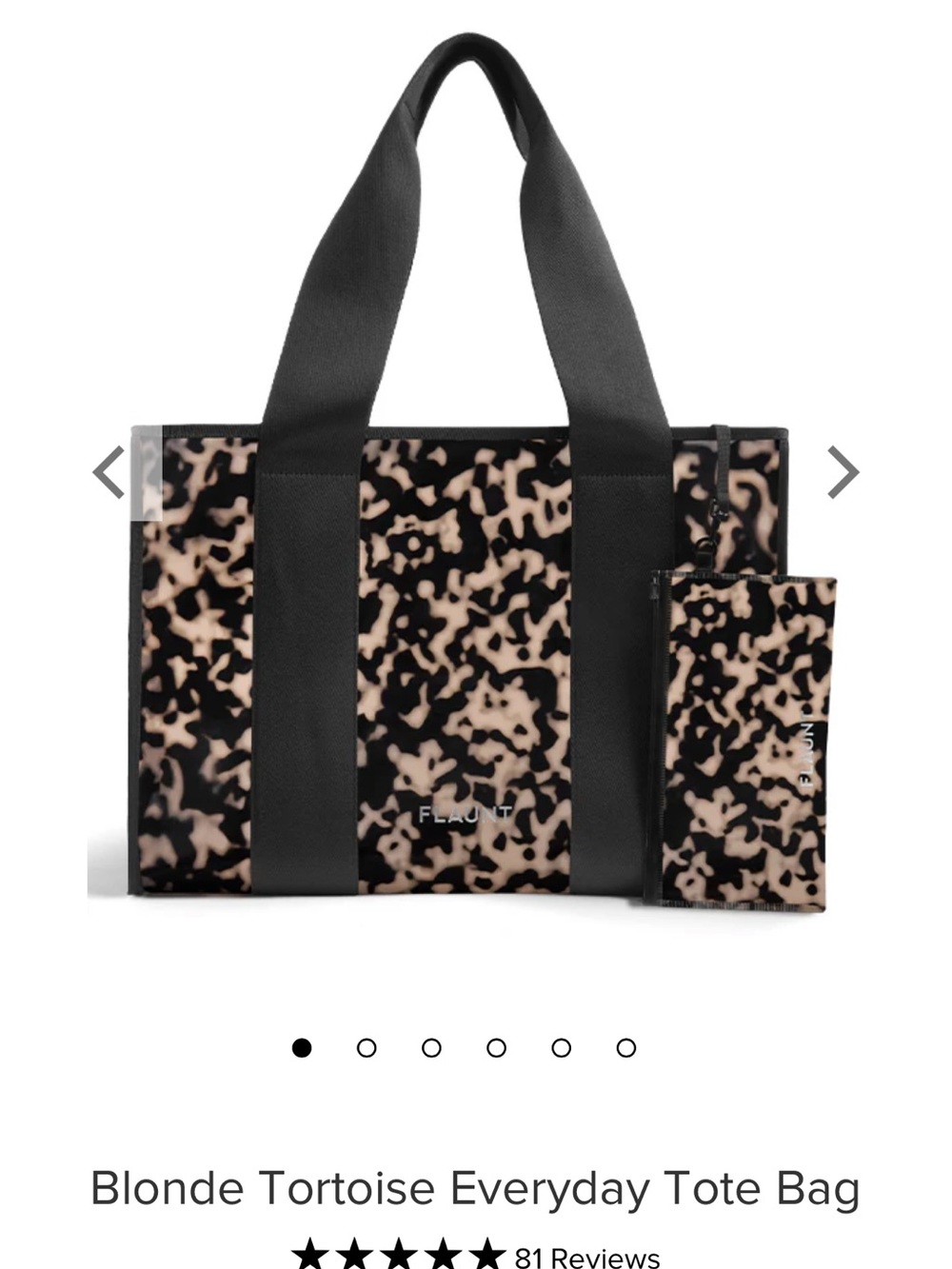 FLAUNT Blonde Tortoise Everyday Tote Bag - New with tags